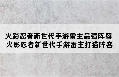 火影忍者新世代手游雷主最强阵容 火影忍者新世代手游雷主打猫阵容